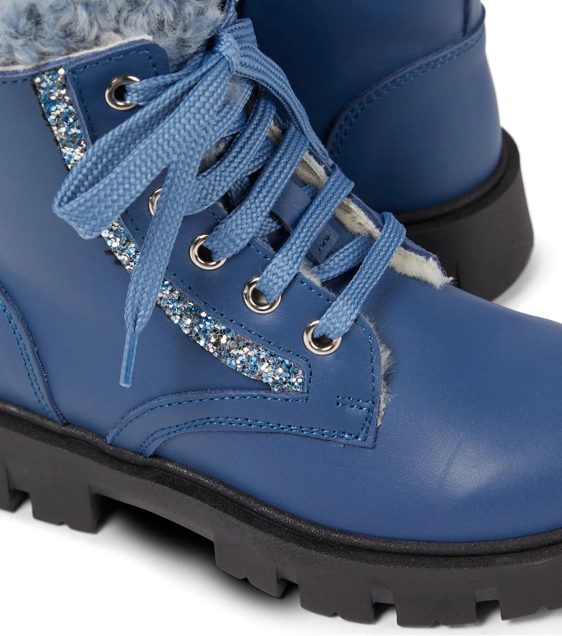 Monnalisa - Shearling-lined leather ankle boots