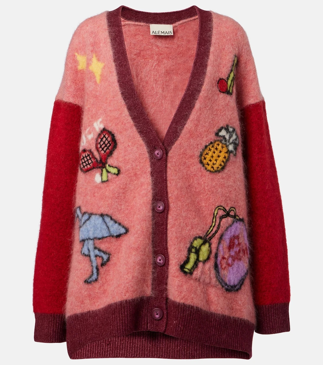 Alémais - Court embroidered wool-blend cardigan