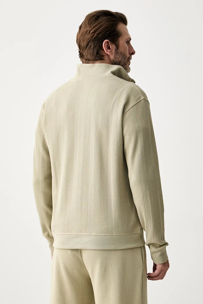 BOSS pamuklu erkek ev sweatshirtü Structure 1/4 Zip