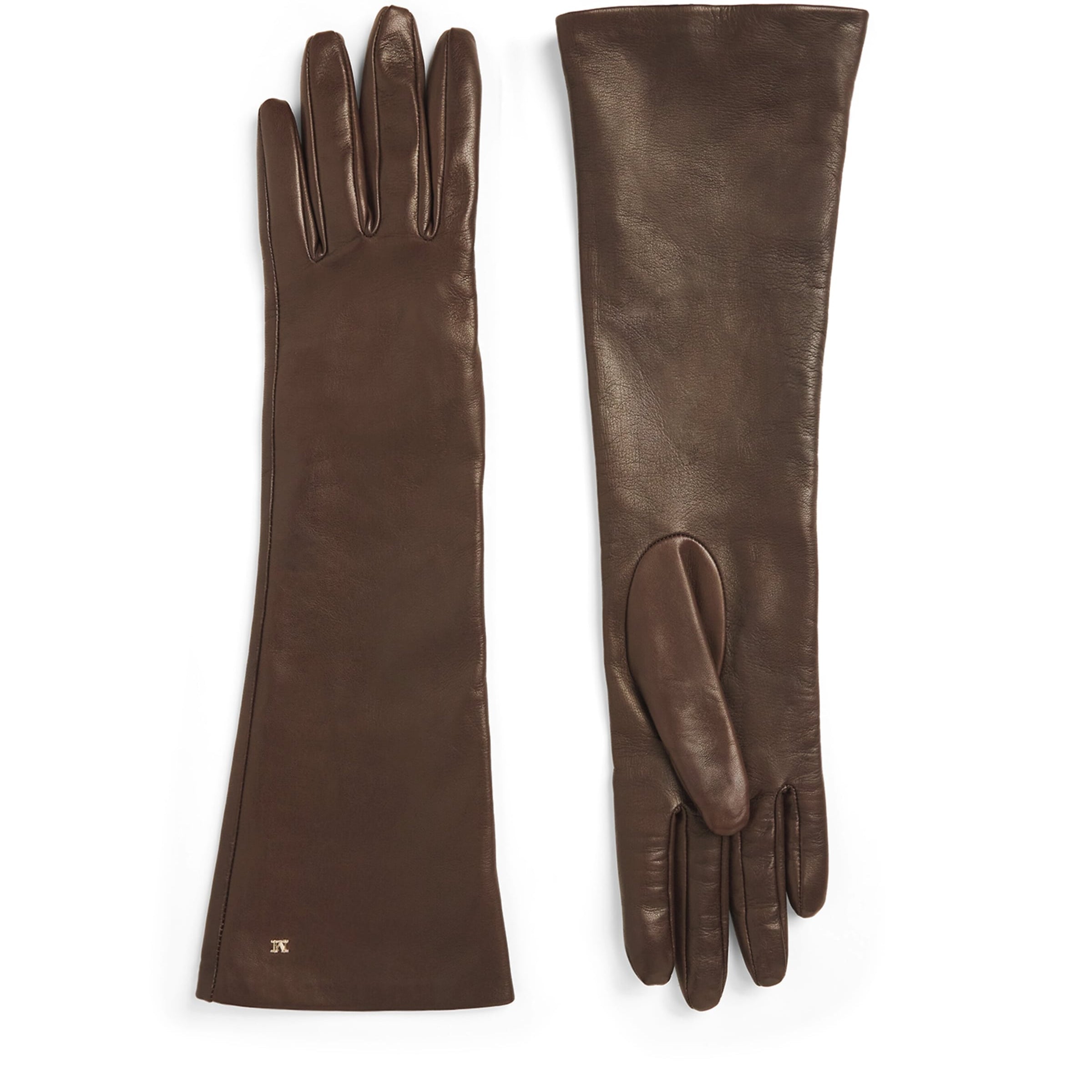 Max Mara Beige Leather Long Gloves
