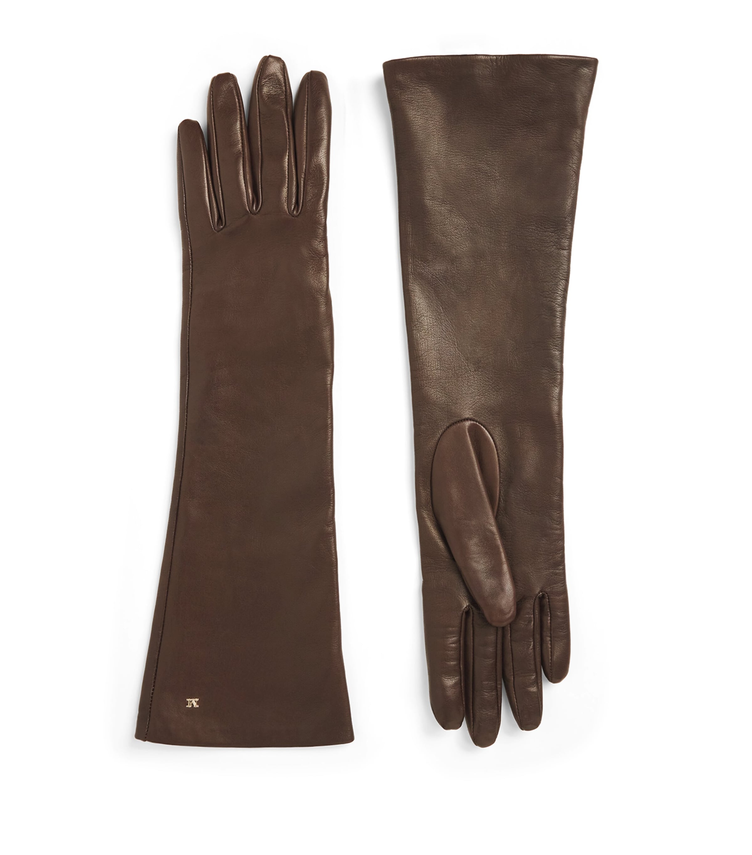 Max Mara Beige Leather Long Gloves