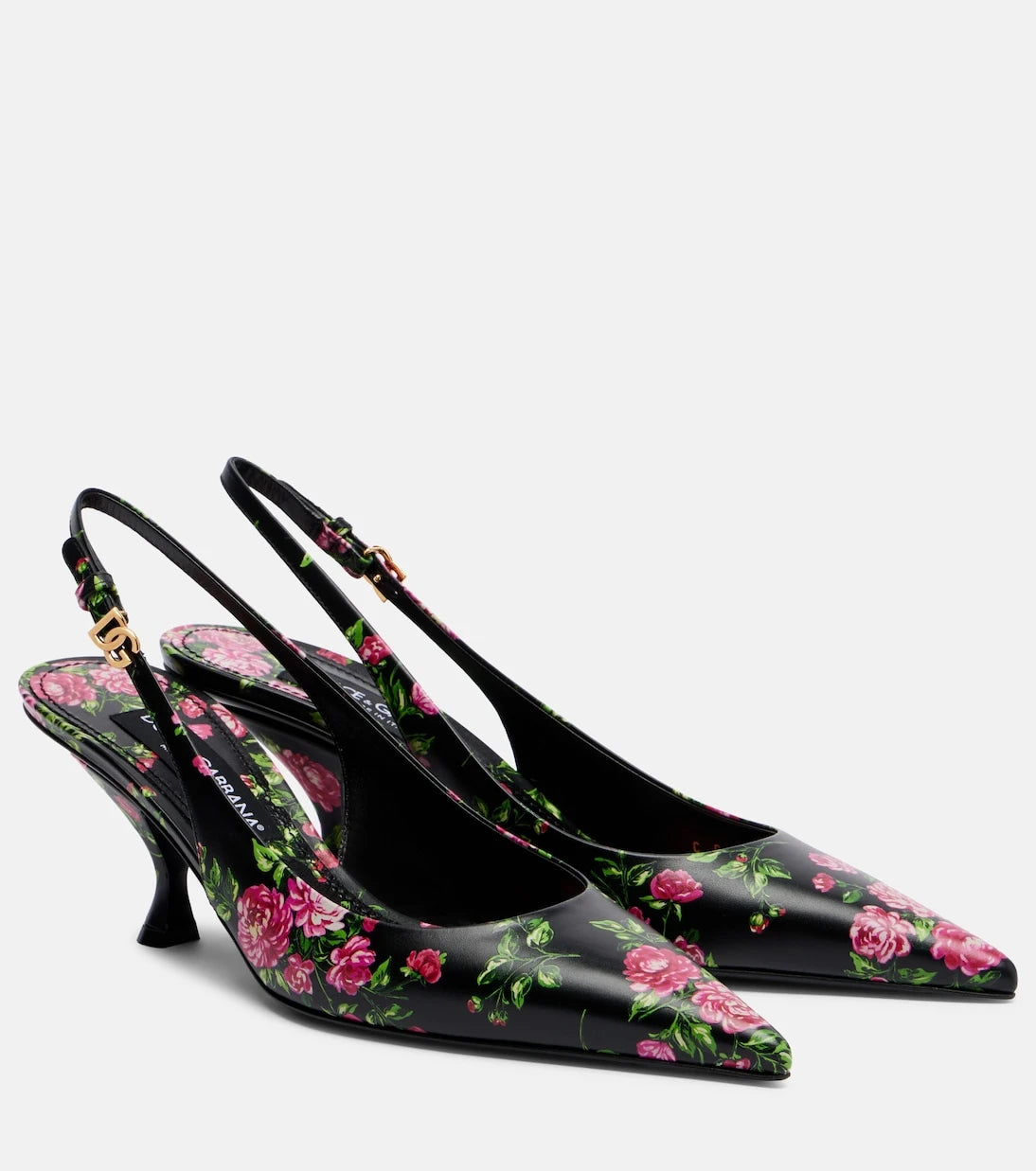Dolce&Gabbana - Lollo 60 floral leather slingback pumps