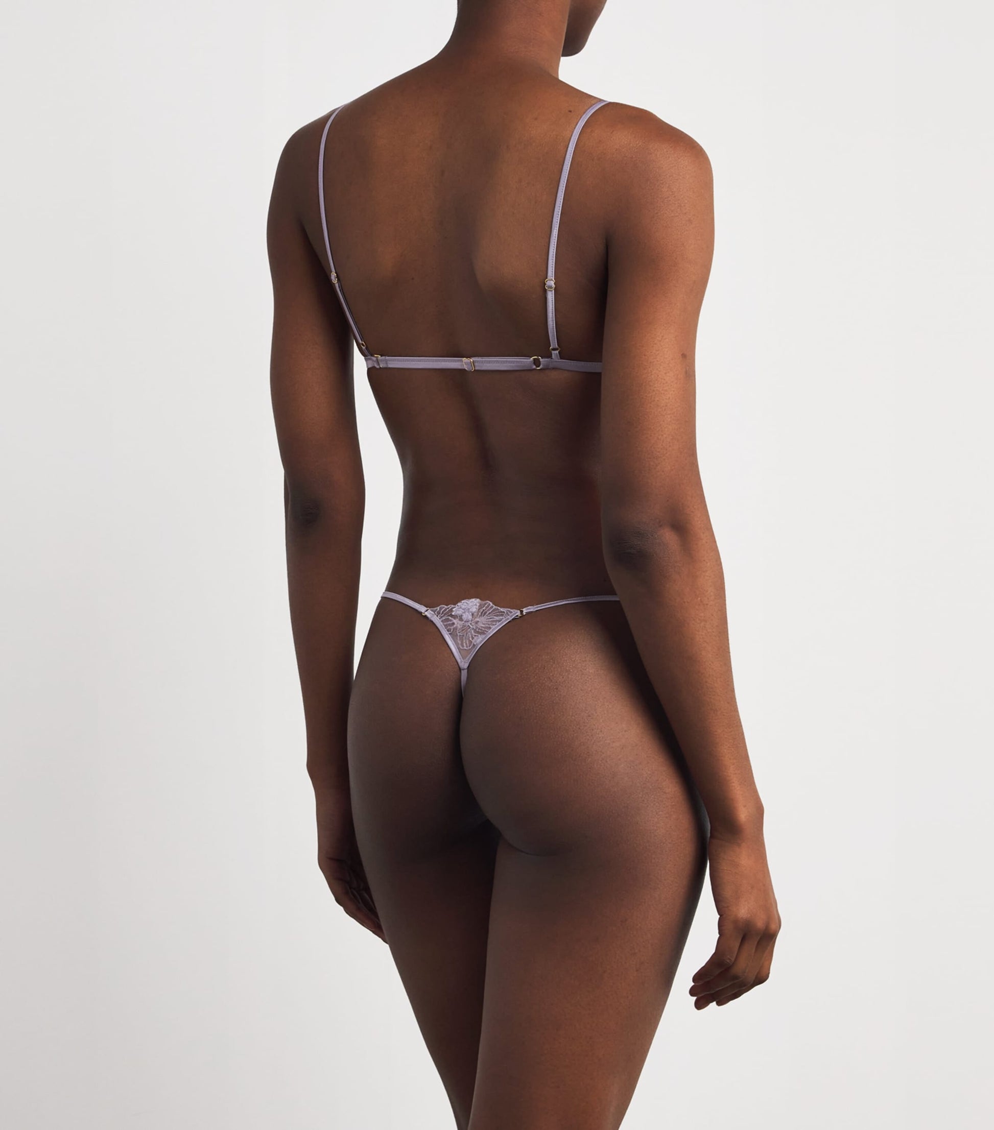 Kiki de Montparnasse Purple Floral-Lace Triangle Bra