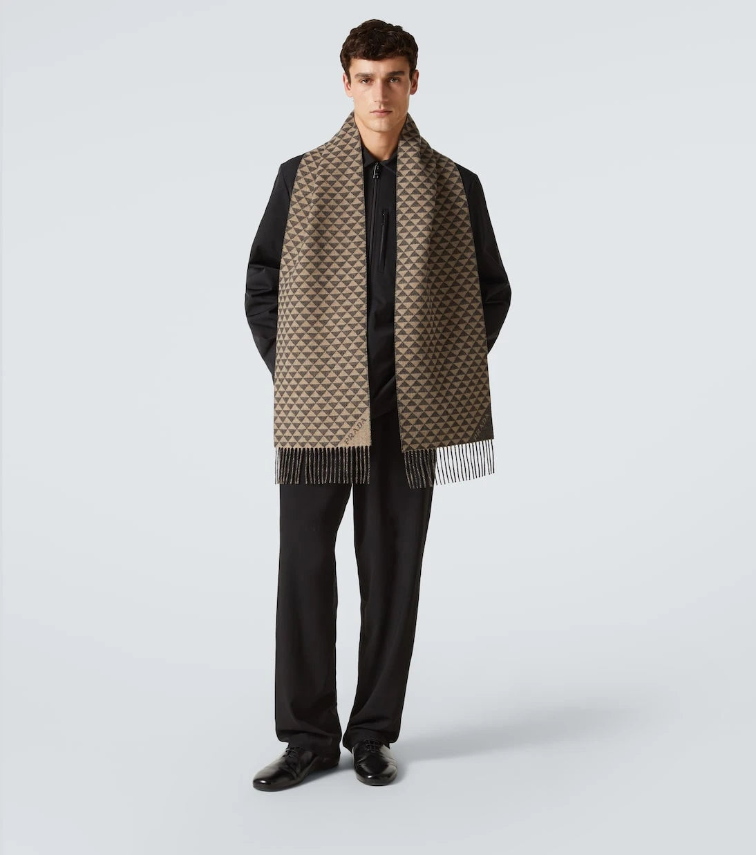 Prada - Symbole reversible wool and cashmere scarf