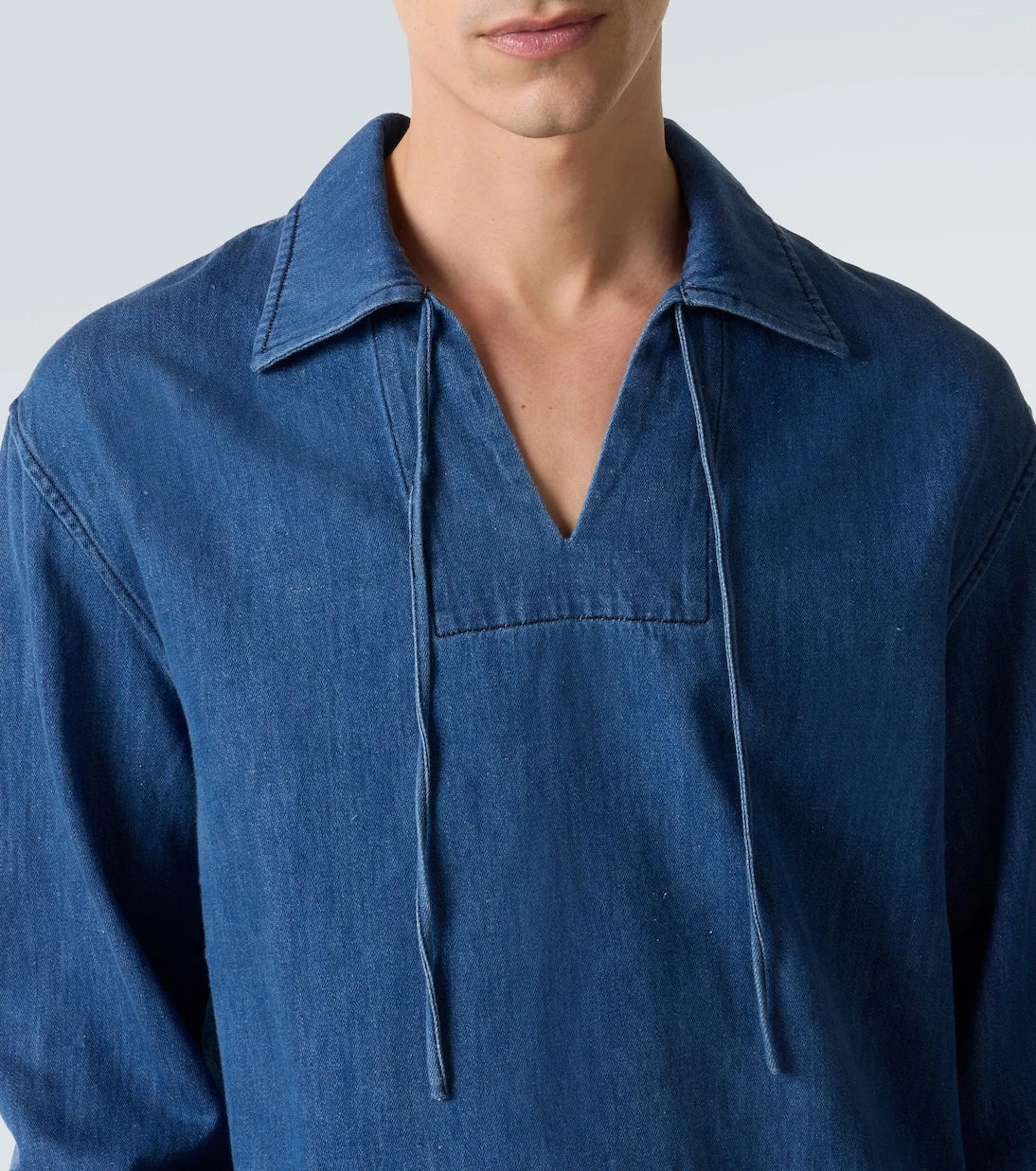 Commas - Tie-neck denim shirt