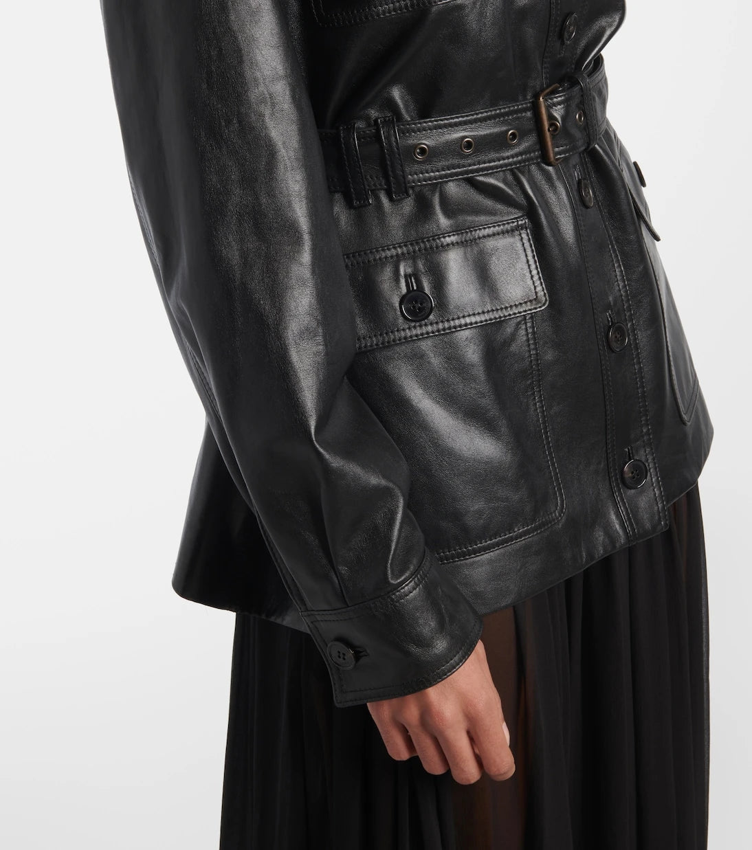 Saint Laurent - Saharienne belted leather jacket