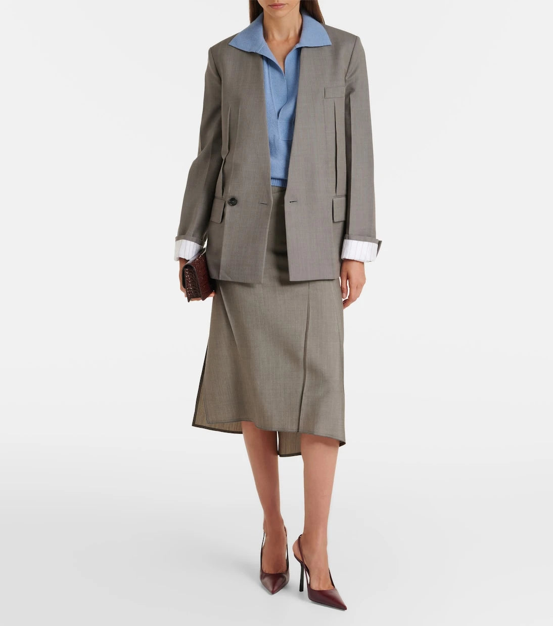 Victoria Beckham - Draped wool and mohair midi skirt
