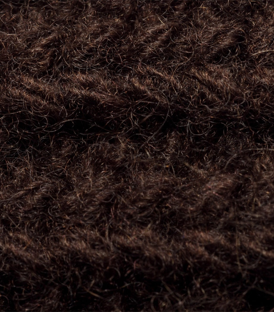 Brown Wool-Cashmere-Blend Logo Gloves