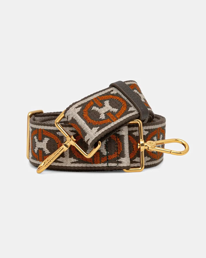 Coccinelle kadın çanta askısı NASTRO MONOGRAM TRICOLOR