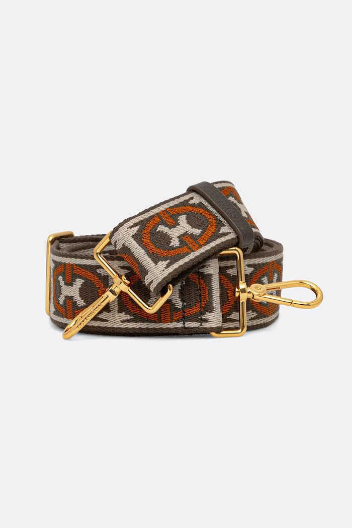 Coccinelle kadın çanta askısı NASTRO MONOGRAM TRICOLOR