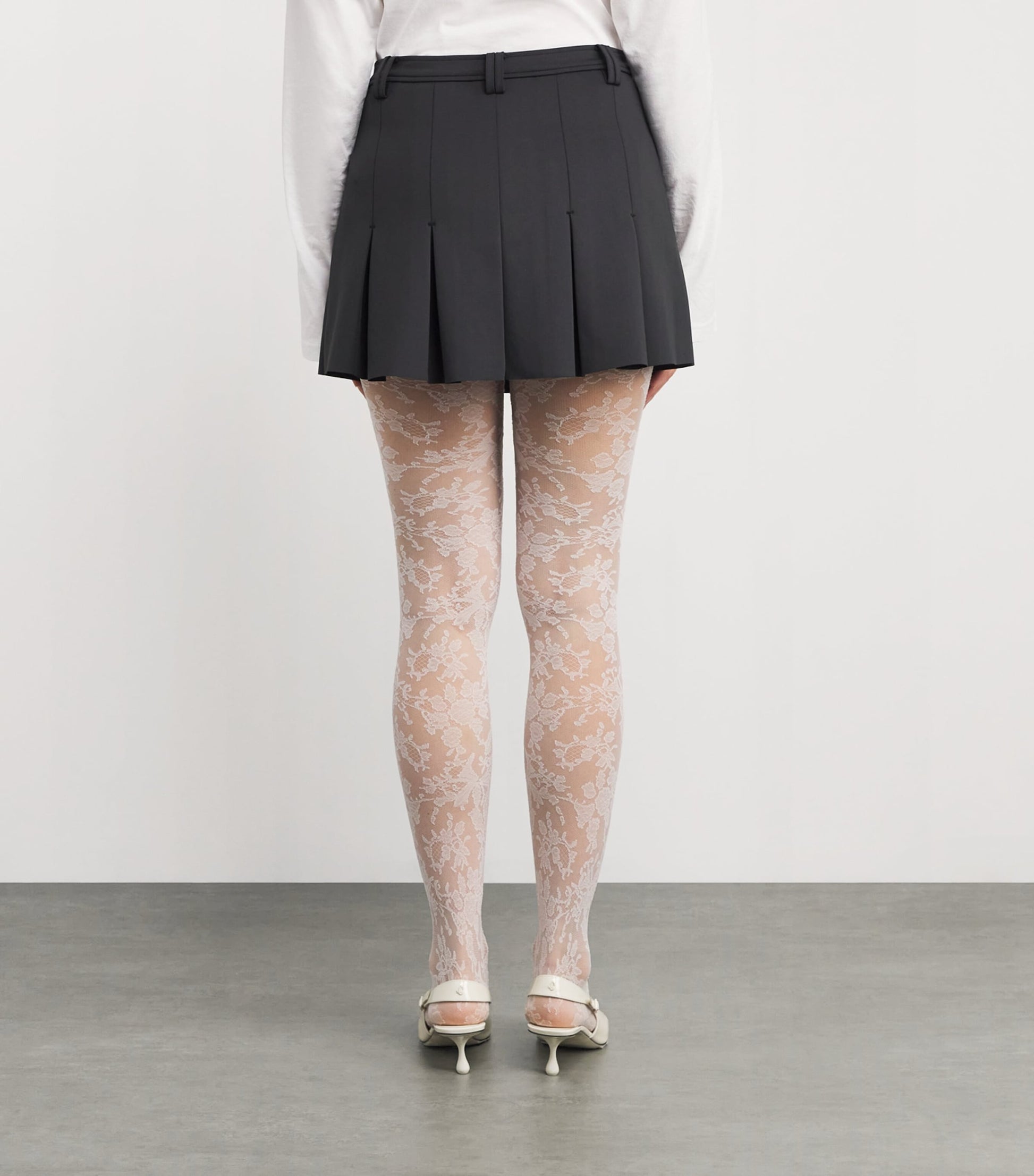 GANNI Black Neoprene Pleated Mini Skirt