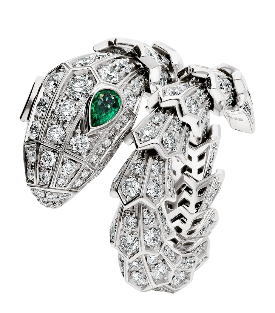 Bvlgari White Gold, Diamond and Emerald Serpenti Ring