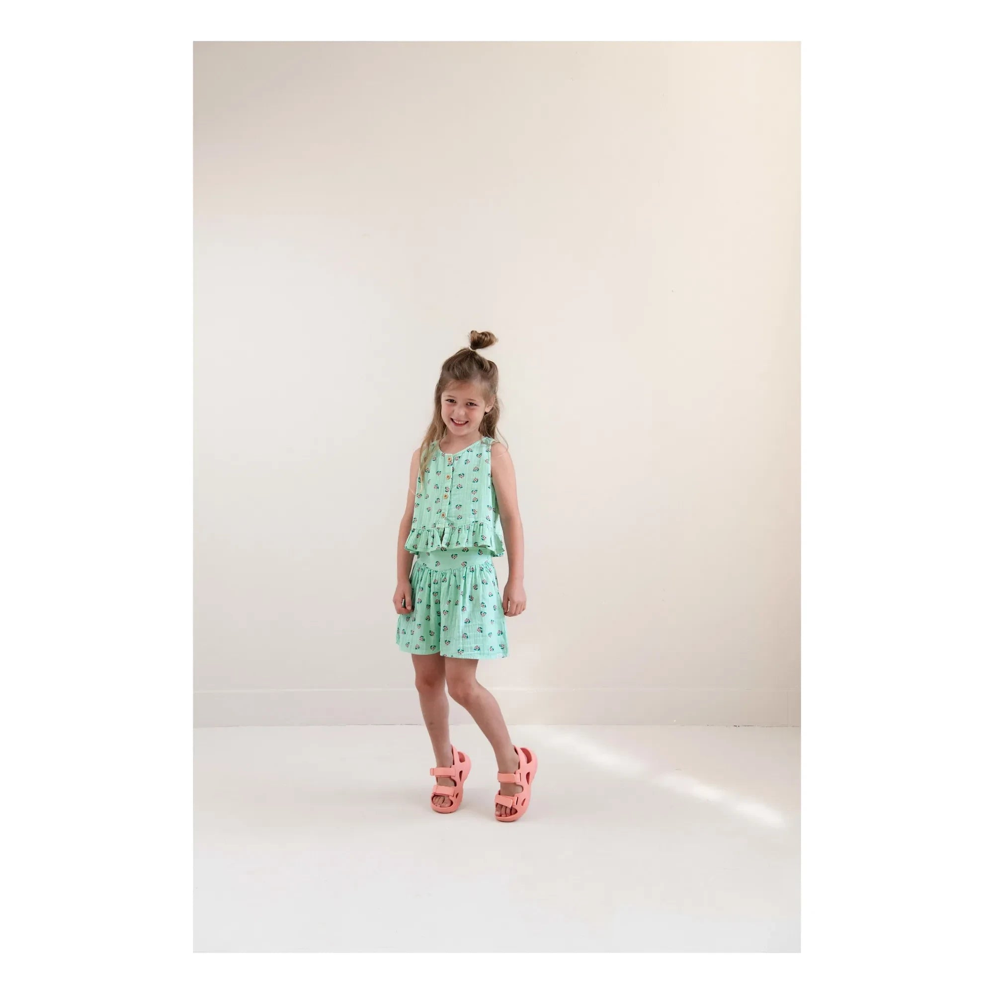 Jenest - Organic Cotton Flowered Summer Shorts | Turquoise