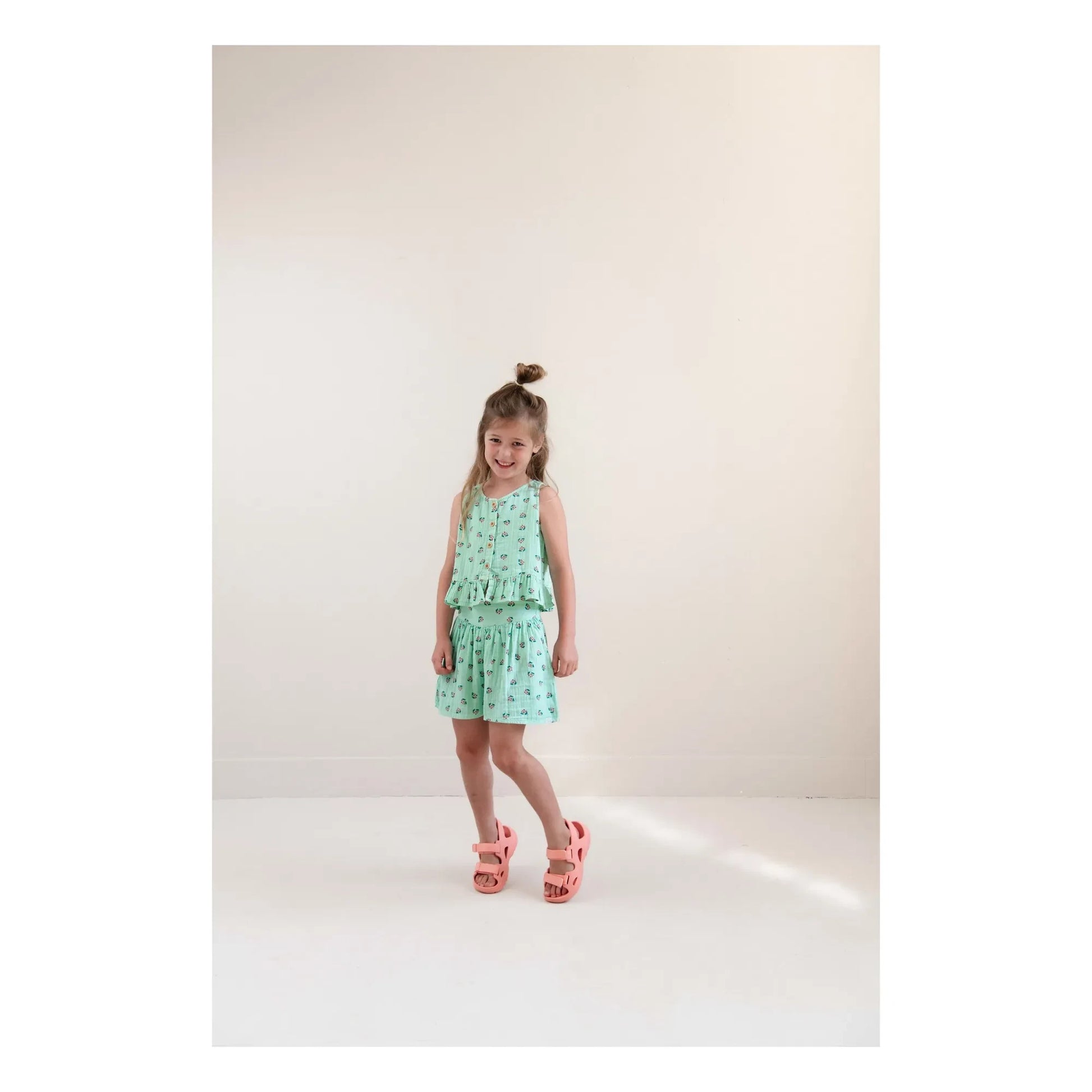 Jenest - Organic Cotton Flowered Summer Shorts | Turquoise