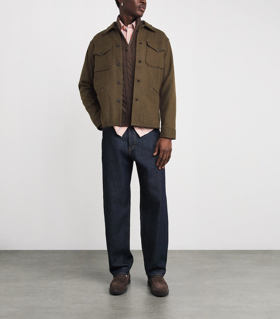 Ralph Lauren Collection Green Double RL Wool-Blend Overshirt