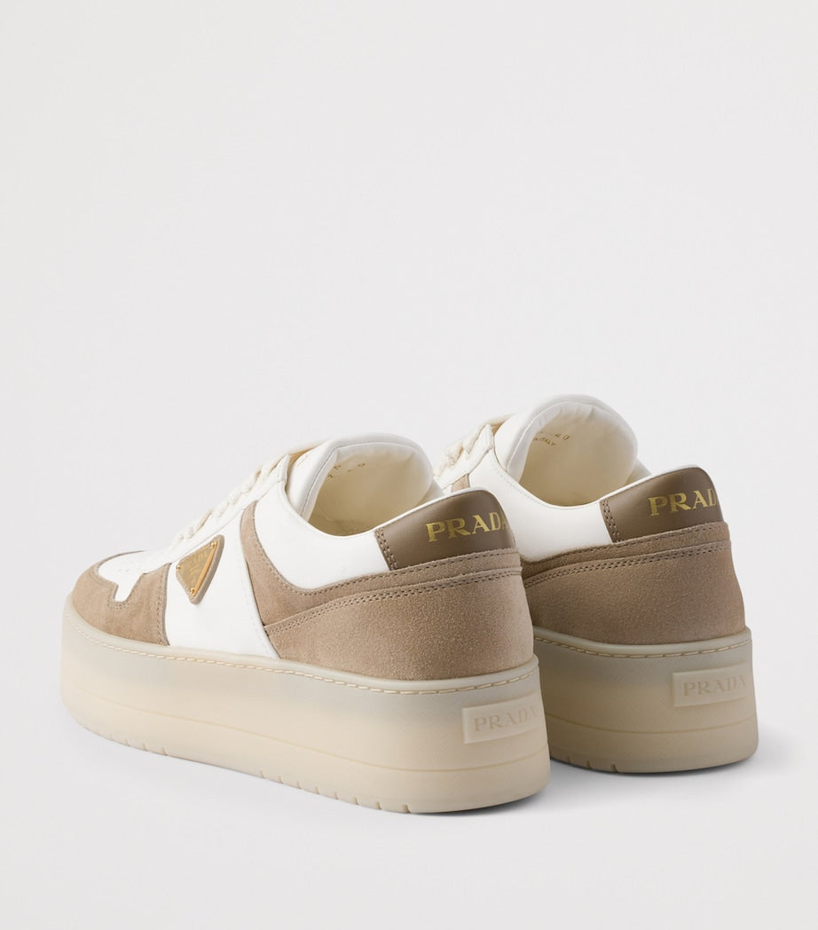 Prada Neutral Nappa Leather Downtown Sneakers