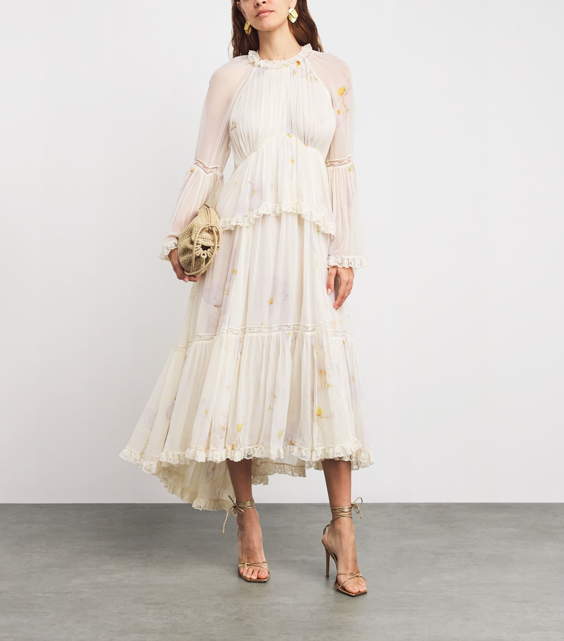 Zimmermann Nude Memento Peplum Flutter Midi Dress