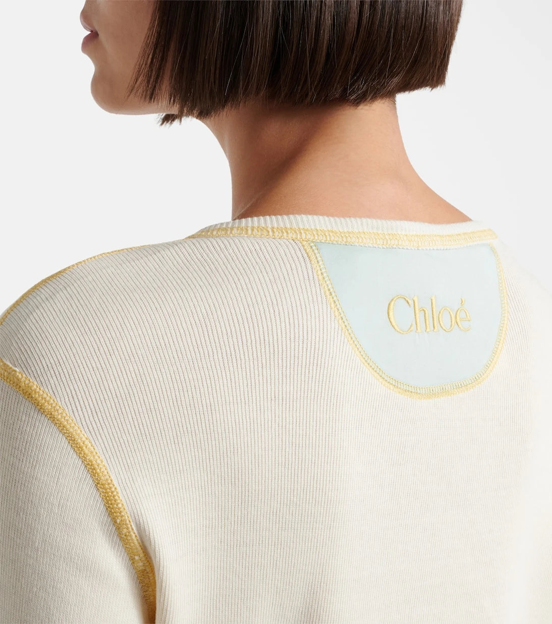 Chloé - Ribbed-knit cotton jersey Henley shirt