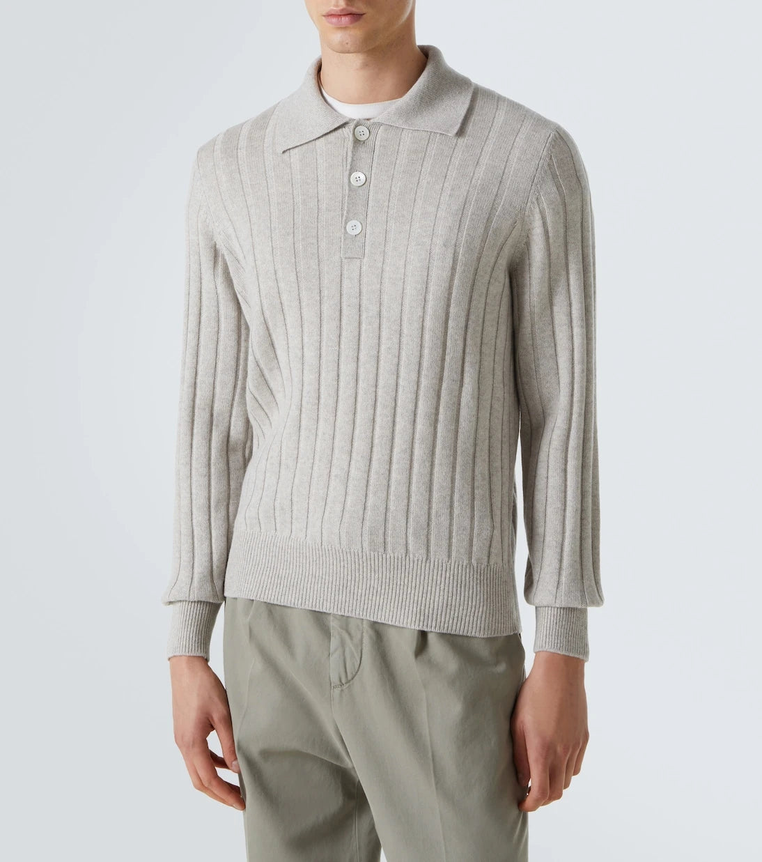 Brunello Cucinelli - Ribbed-knit cashmere polo sweater