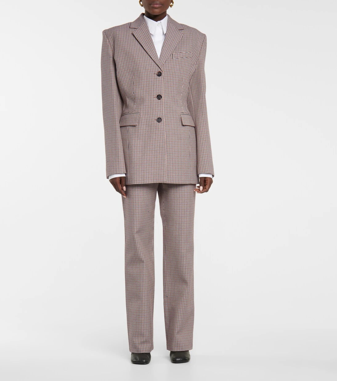 Magda Butrym - بنطال بقصة مستقيمة من الصوف والقطن بنقشة مربعات Houndstooth