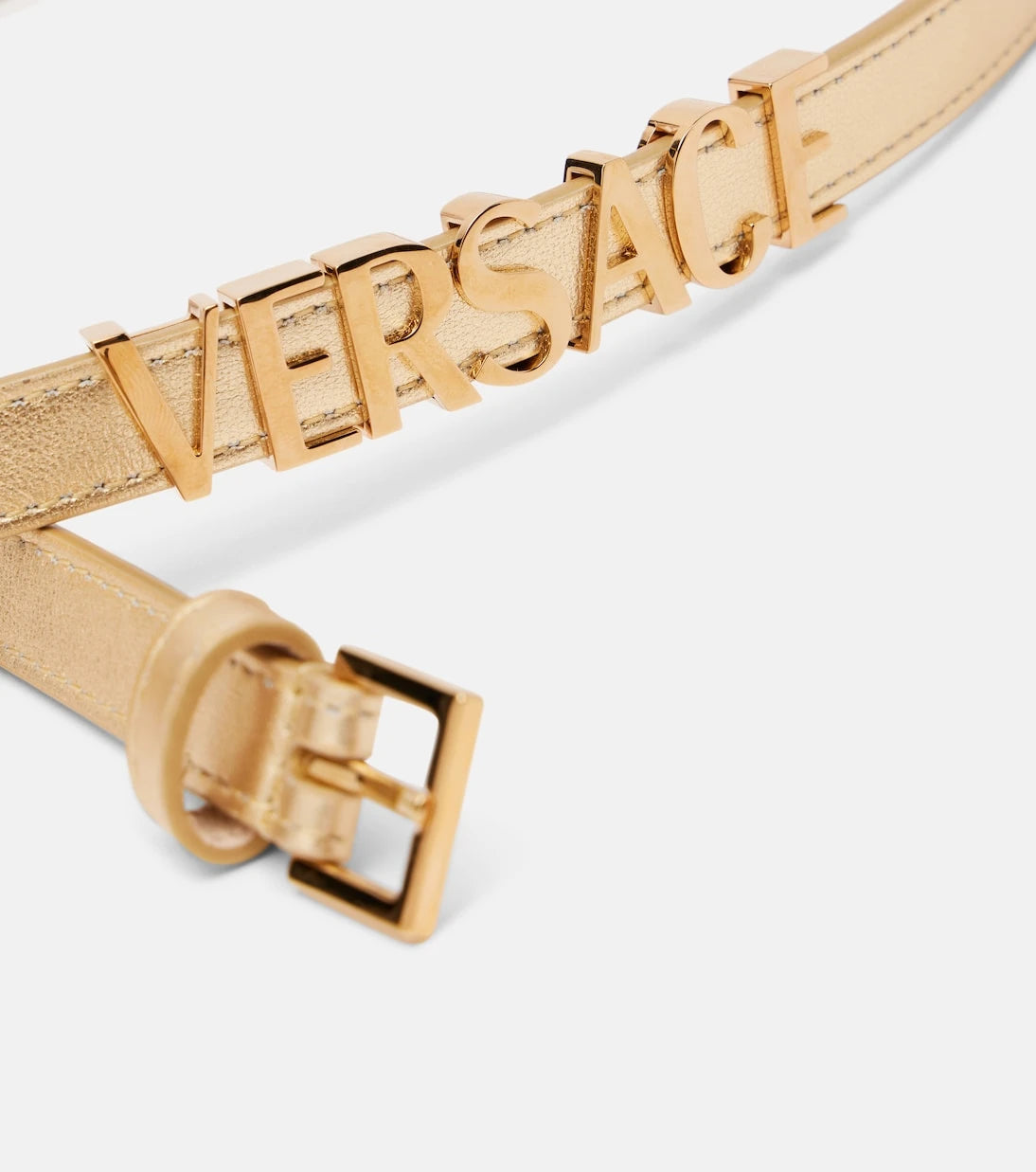 Versace - Logo metallic leather belt