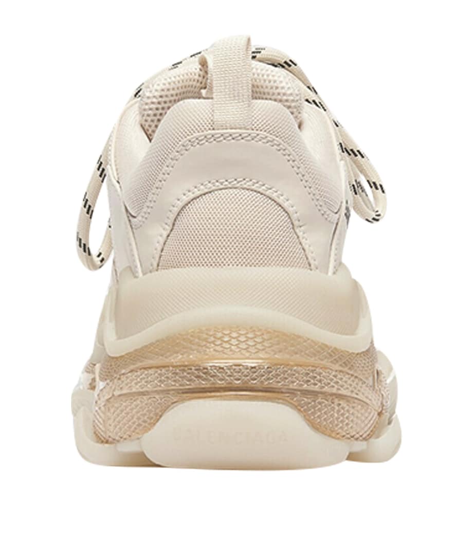Balenciaga Beige Triple S Clear Sole Sneakers
