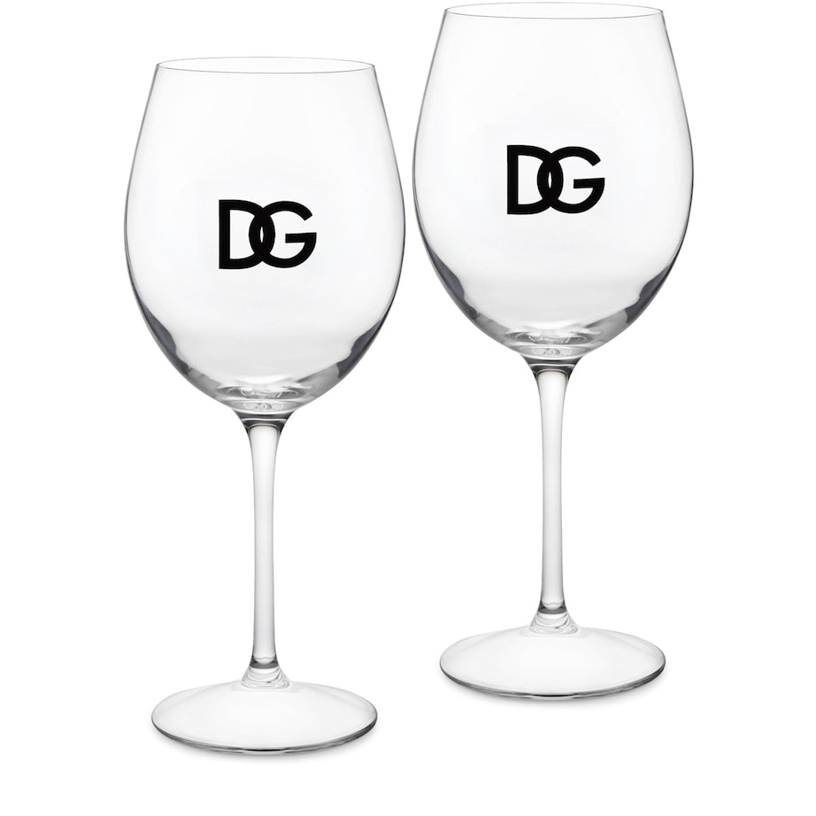 Set of 2 DG Millennials Logo Wine Glasses