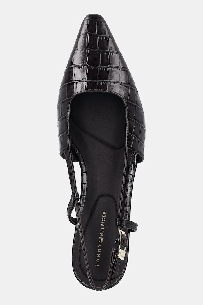 Tommy Hilfiger CROC SLINGBACK SLANTED HEEL İnce Topuklu Deri Ayakkabı