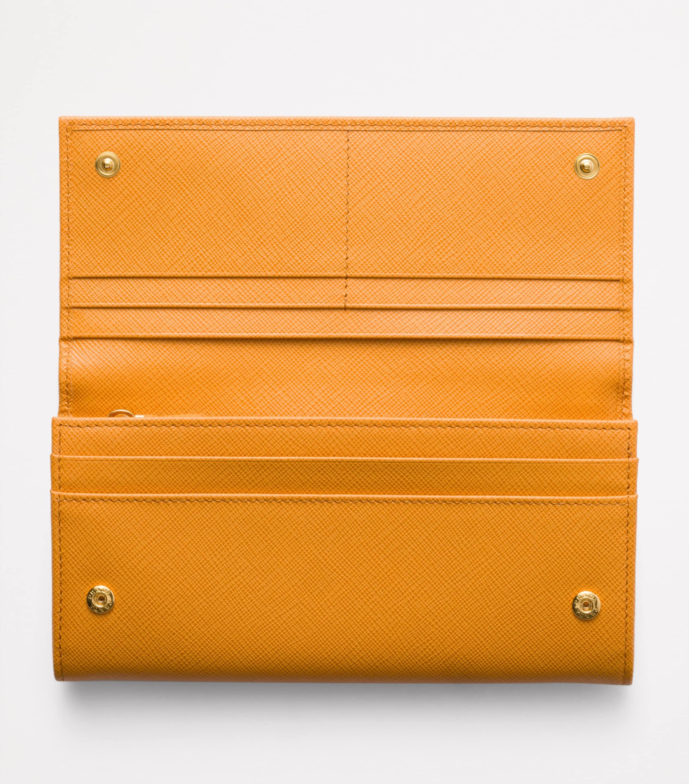 Prada Orange Large Saffiano Leather Wallet