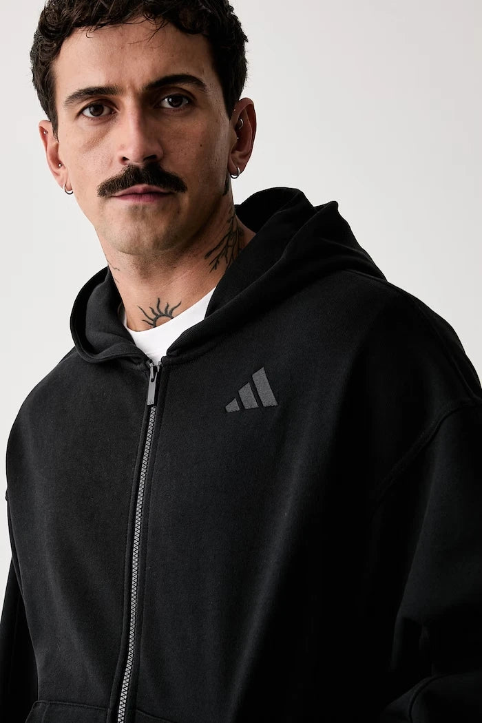 adidas erkek pamuklu fermuarlı kapüşonlu sweatshirt