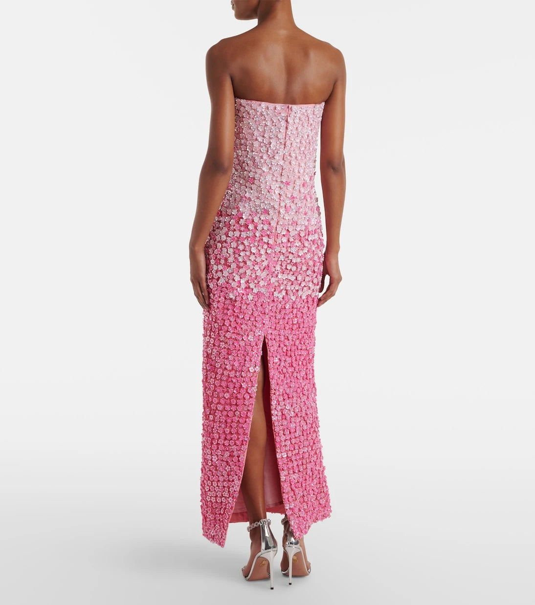 Là Fuori - Floral sequined silk gown