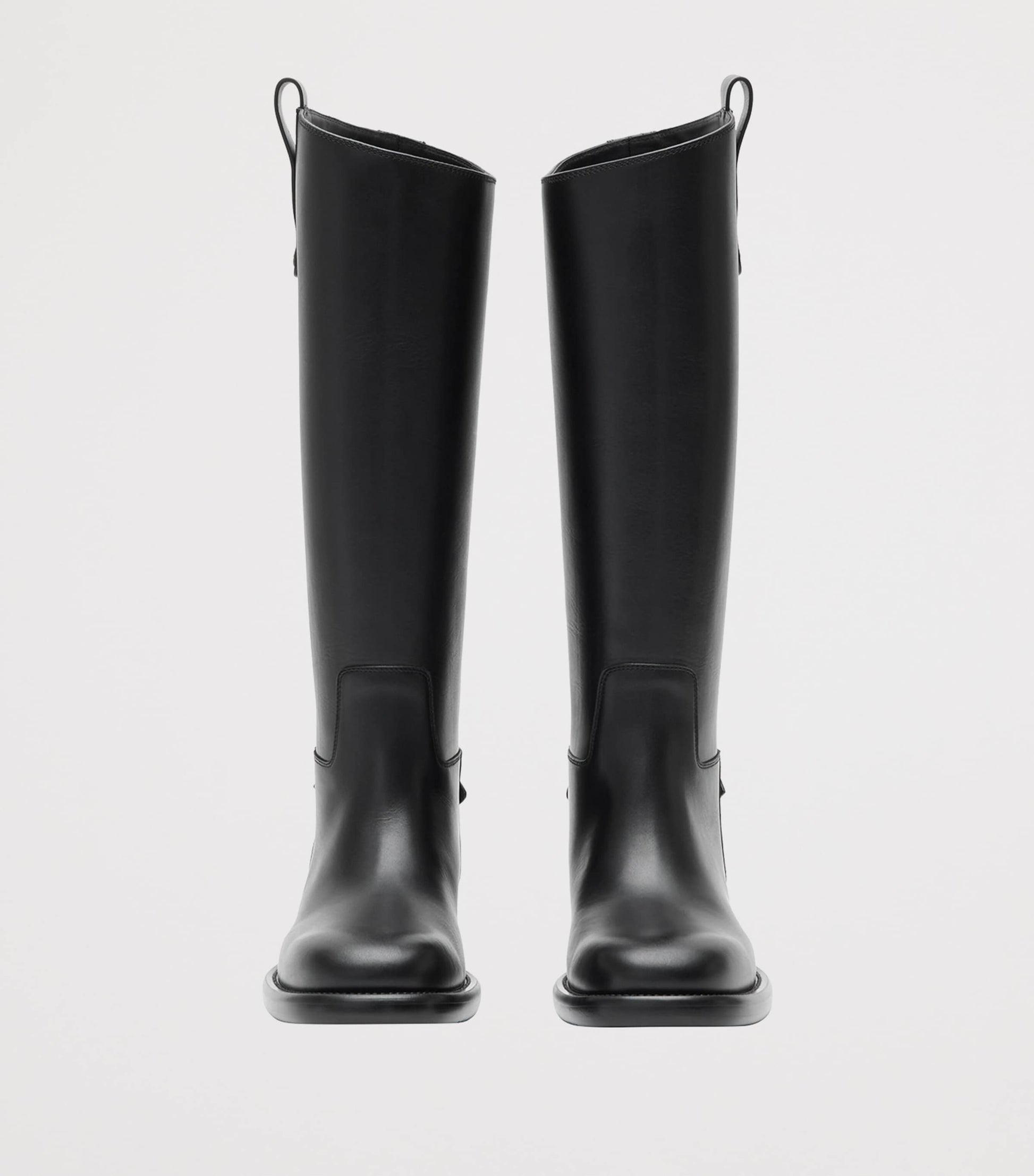 Black Calf Leather Cavalier Knee-High Boots