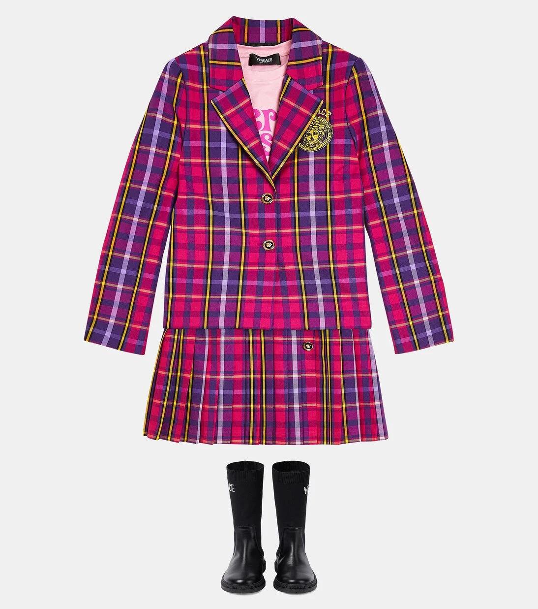 Versace Kids - Tartan pleated skirt