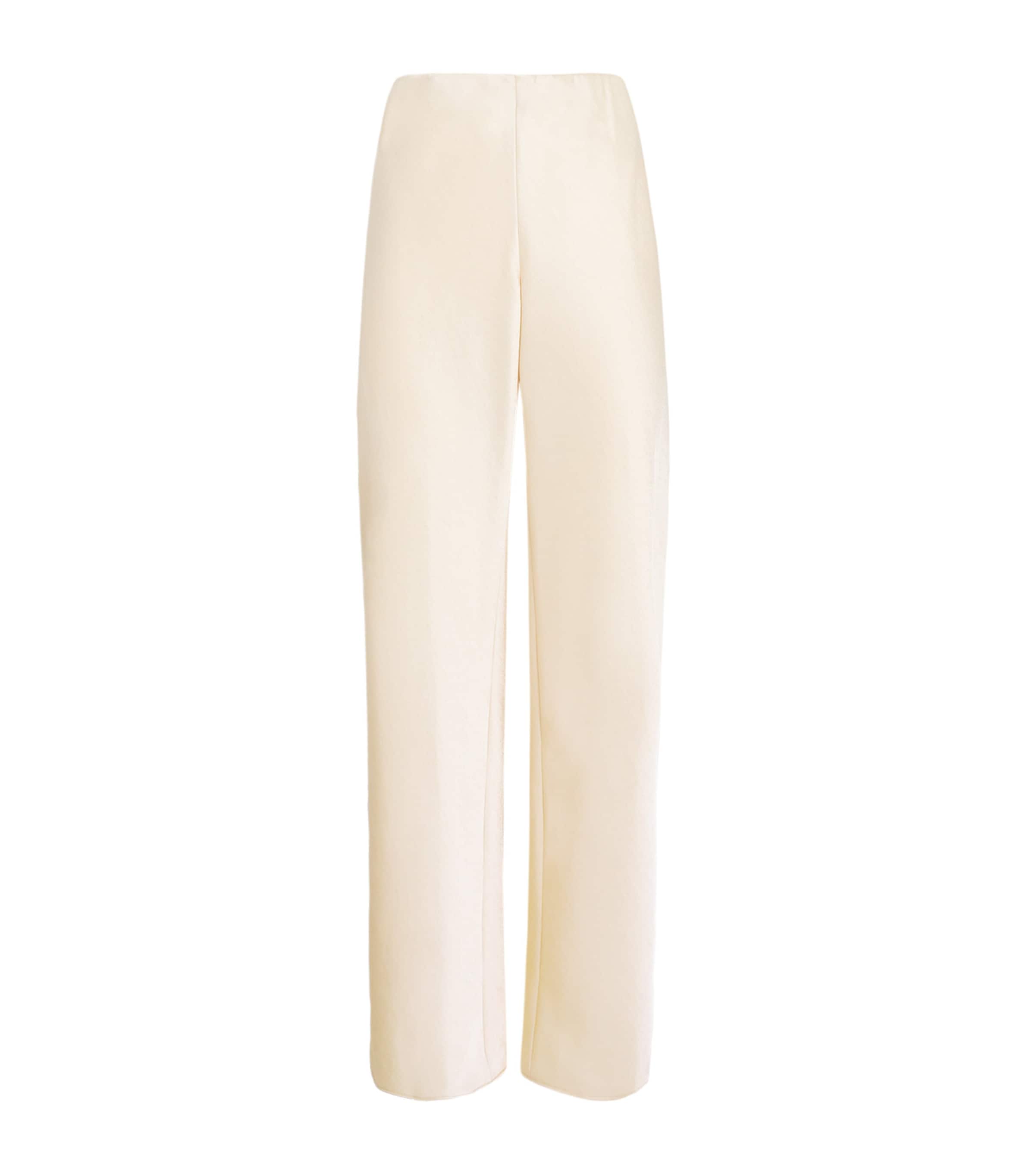 Vince White Satin Straight Trousers