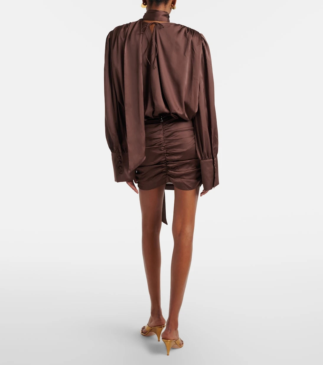 Rotate - Ruched crepe de chine minidress