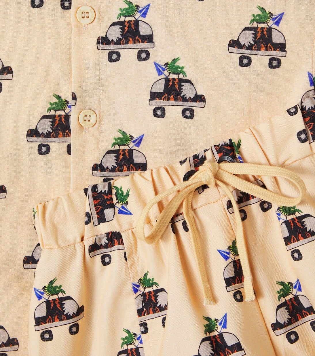 Fábula - Printed cotton shirt and shorts set