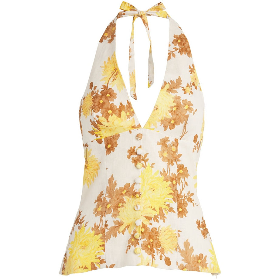 Faithfull the Brand Multi Linen Floral Marie Top