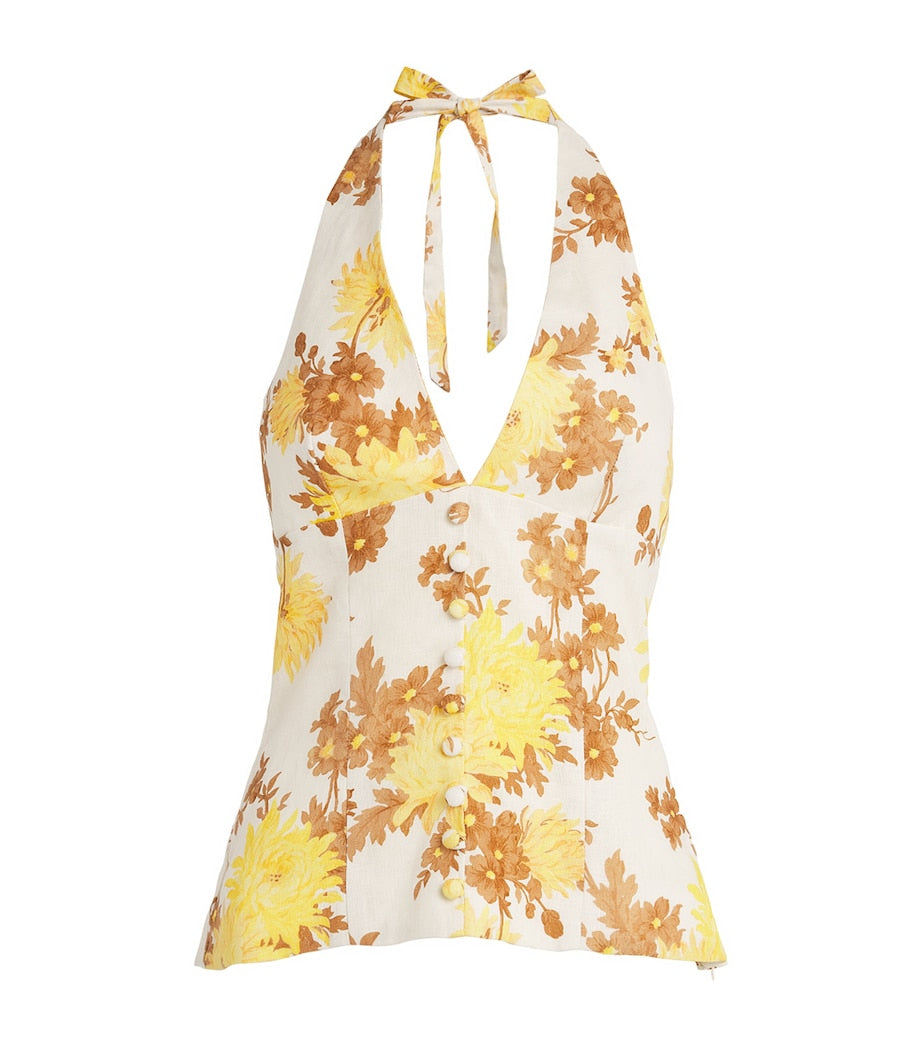 Faithfull the Brand Multi Linen Floral Marie Top