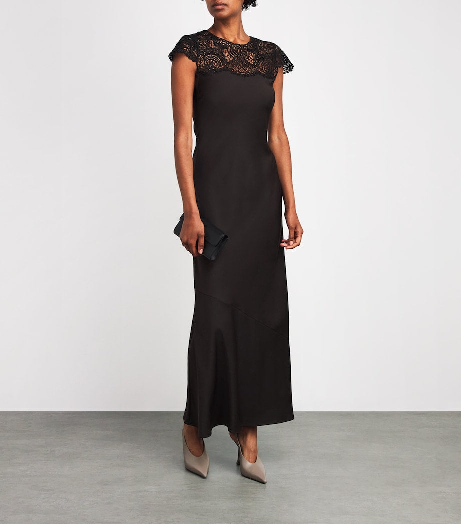 ME+EM Brown Lace-Trim Maxi Dress