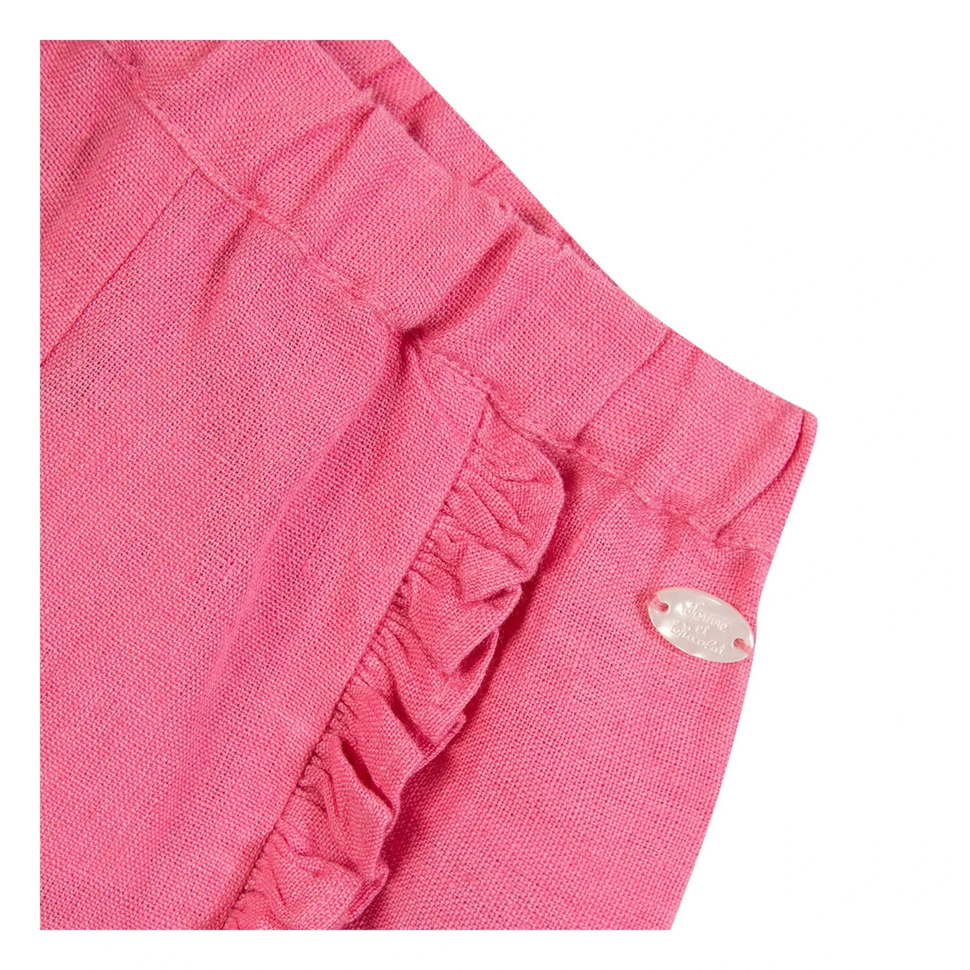 Tartine et Chocolat - Linen Ruffle Pants | Candy pink