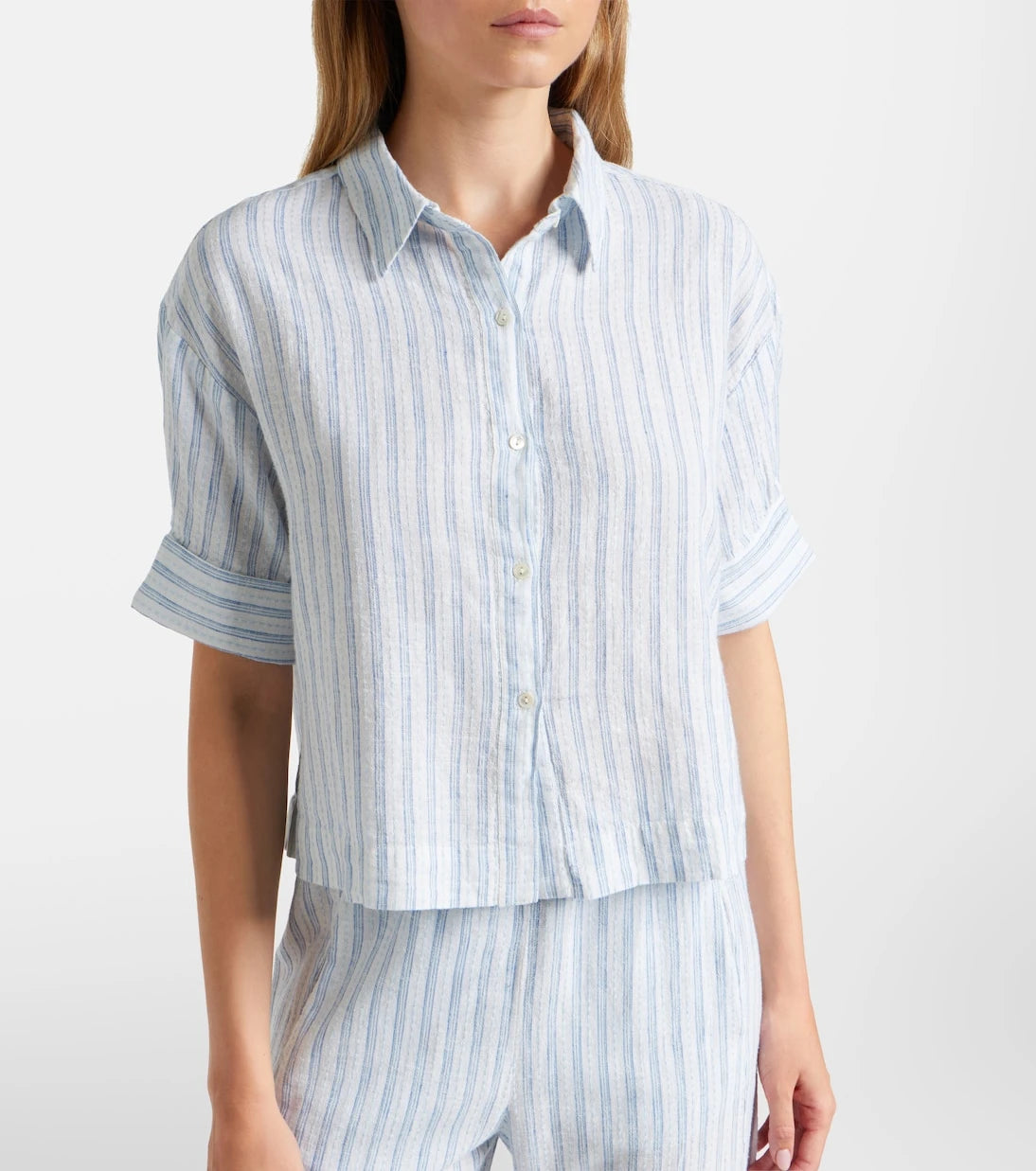 Velvet - Greya striped cotton and linen shirt