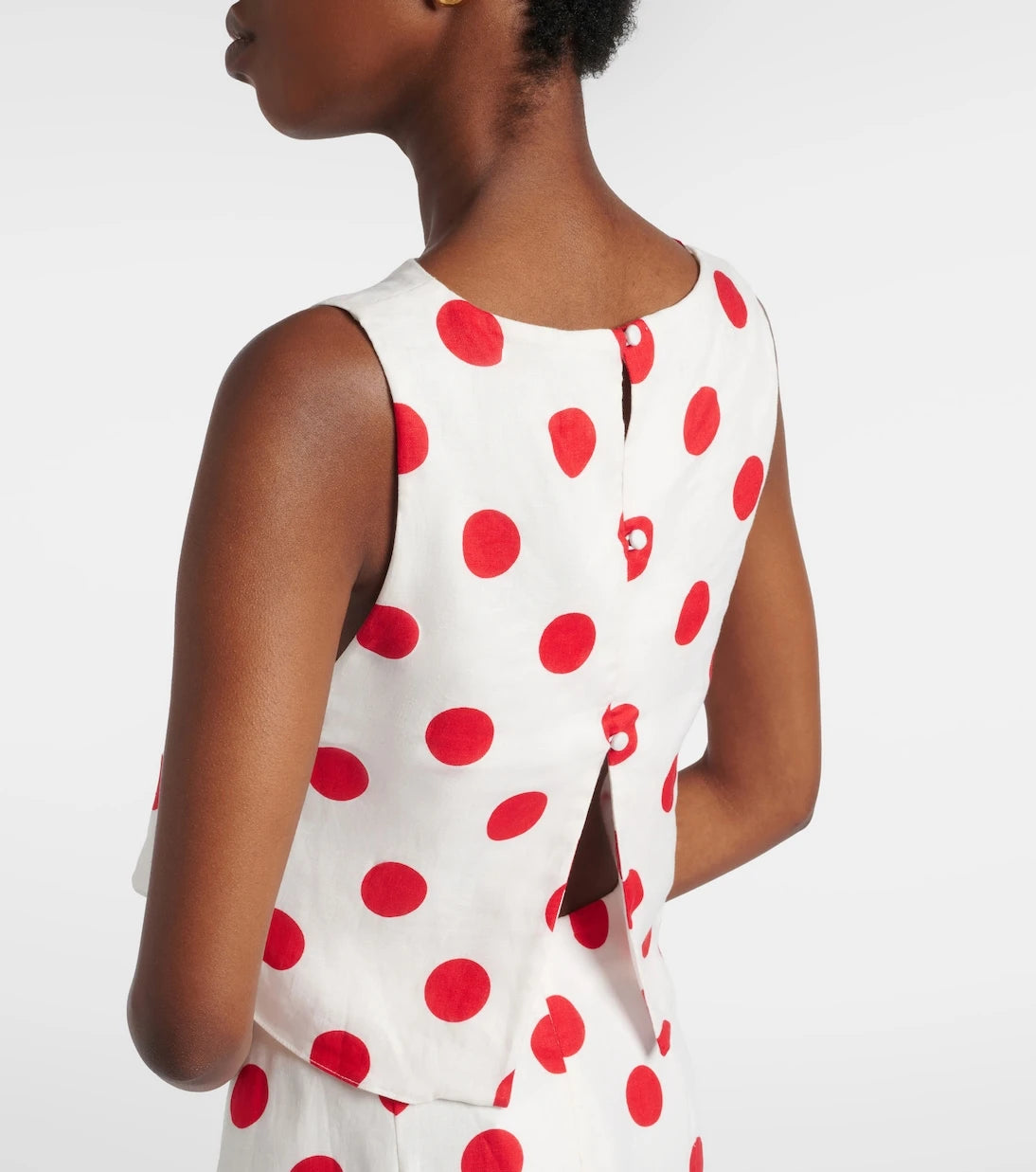 Cala de la Cruz - Avelino polka-dot linen crop top