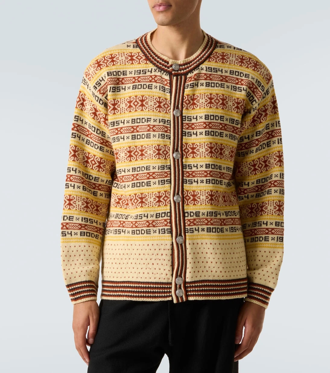 Bode - Marzipan jacquard wool cardigan