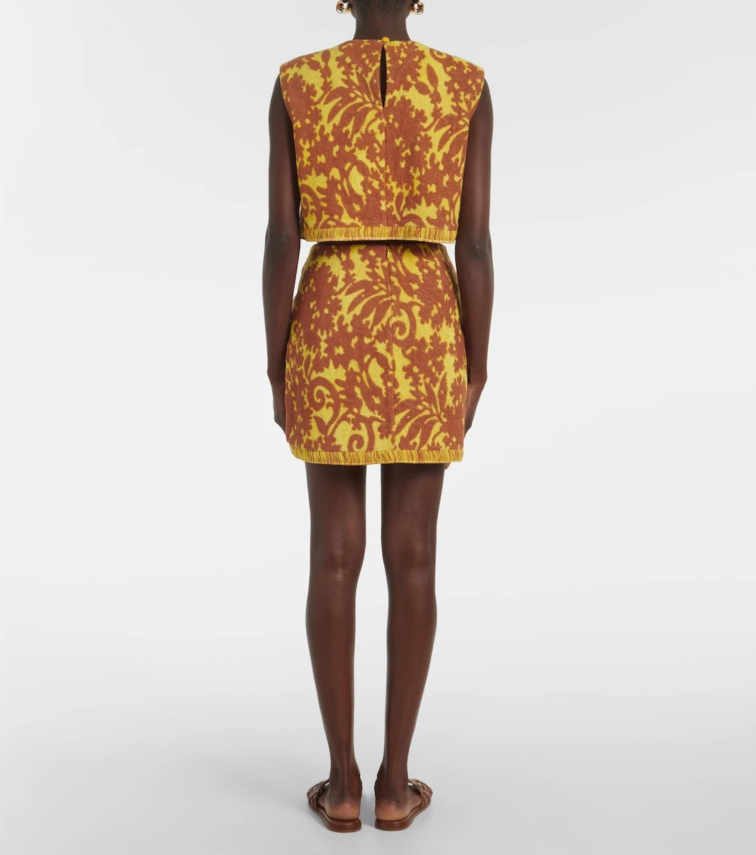 Alémais - Amarillo printed cotton-blend crop top