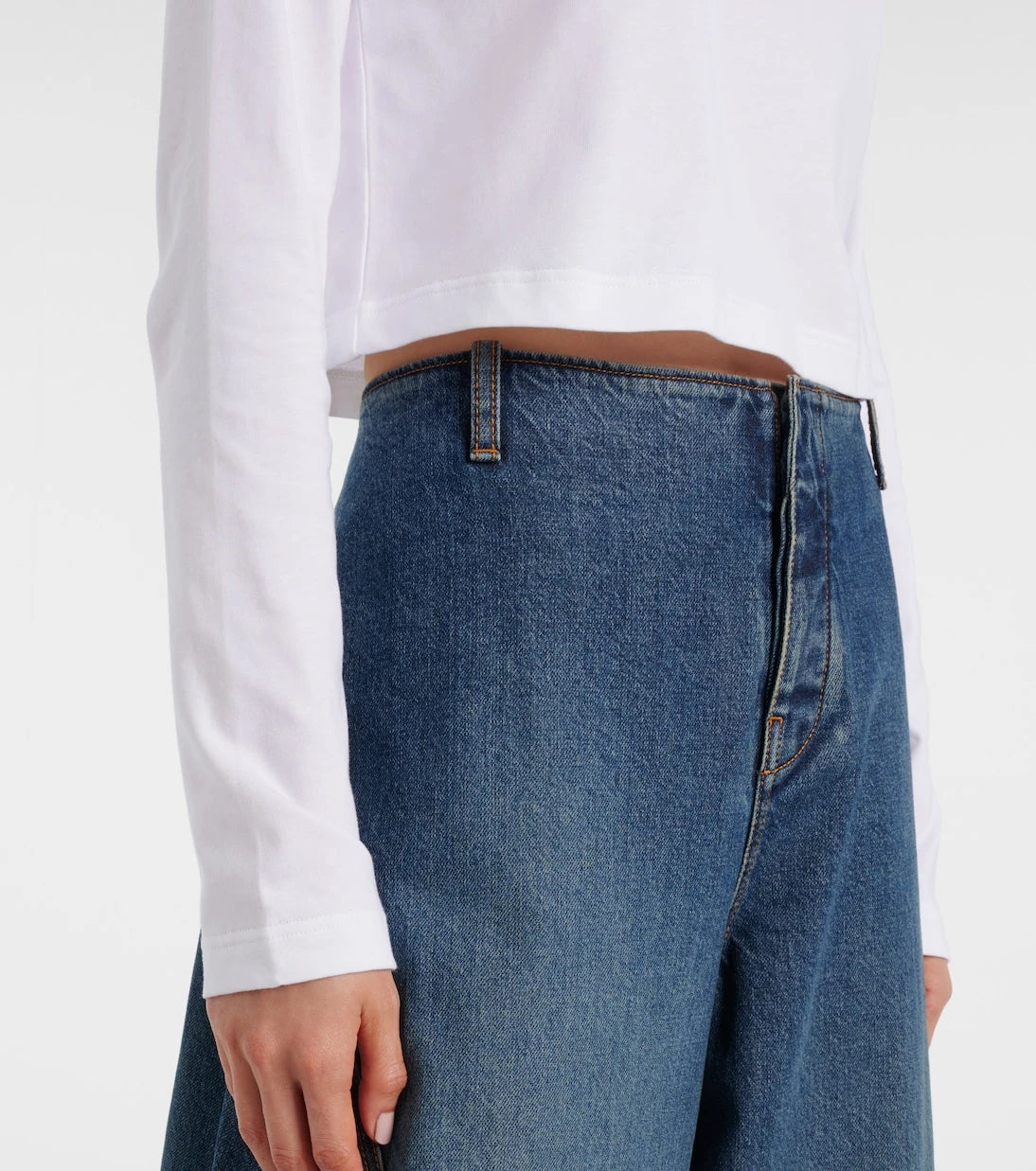 Alaïa - Cropped turtleneck cotton jersey top