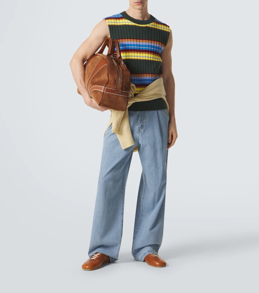 Dries Van Noten - Leather-trimmed suede duffel bag