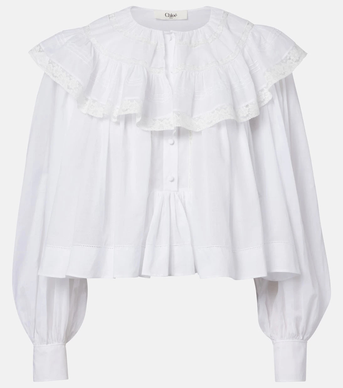 Chloé - Lace-trimmed cotton voile blouse