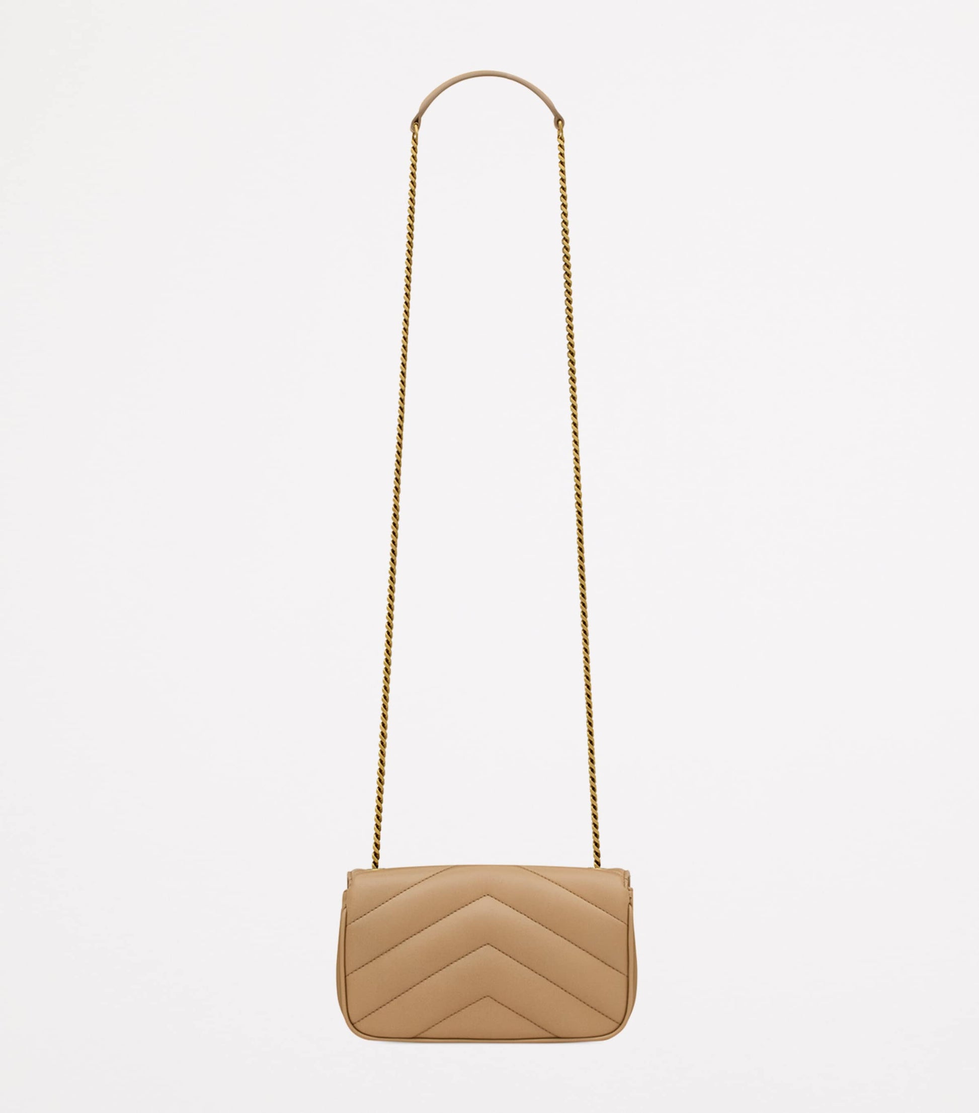 Saint Laurent Brown Mini Leather Loulou Shoulder Bag