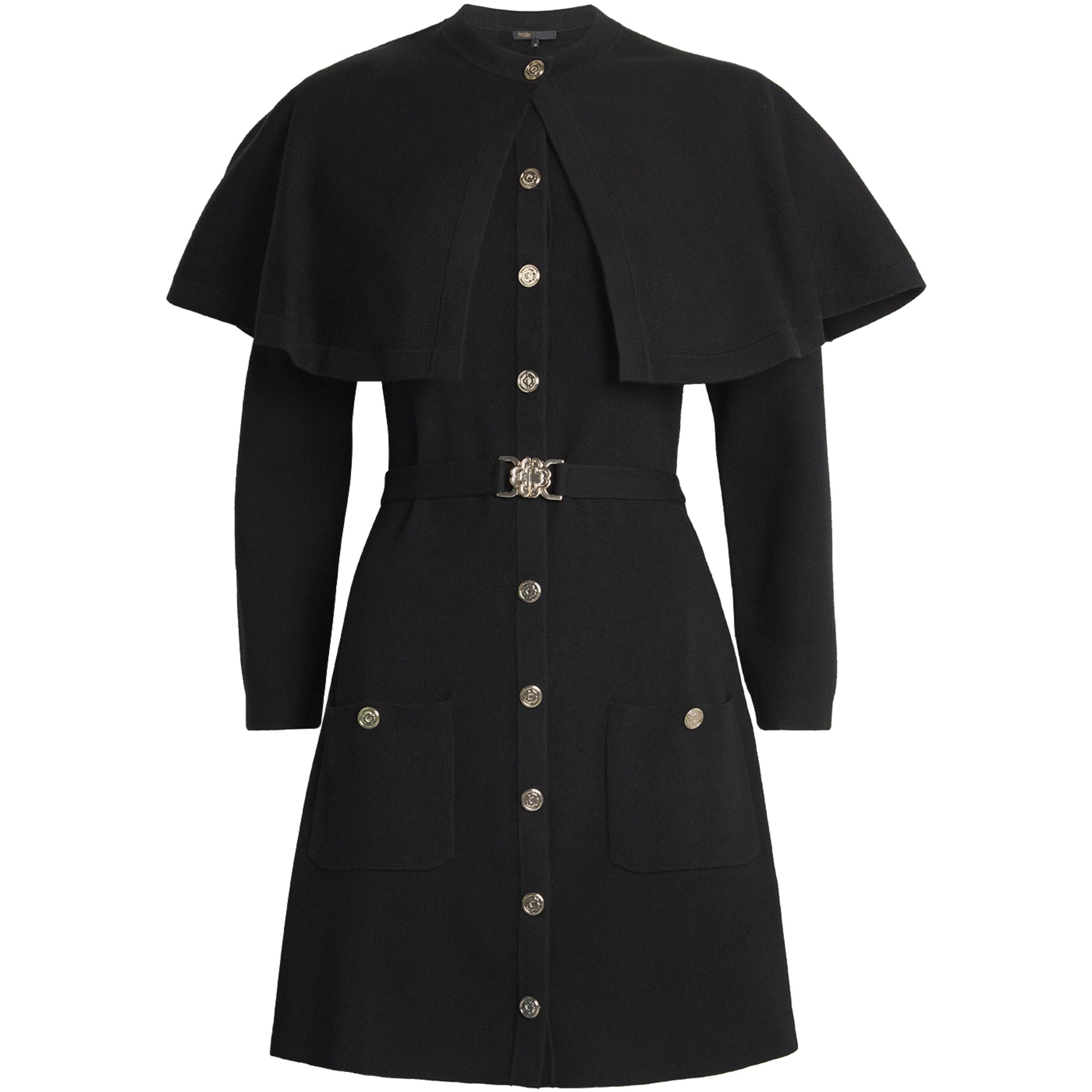 Black Knitted Cape Dress