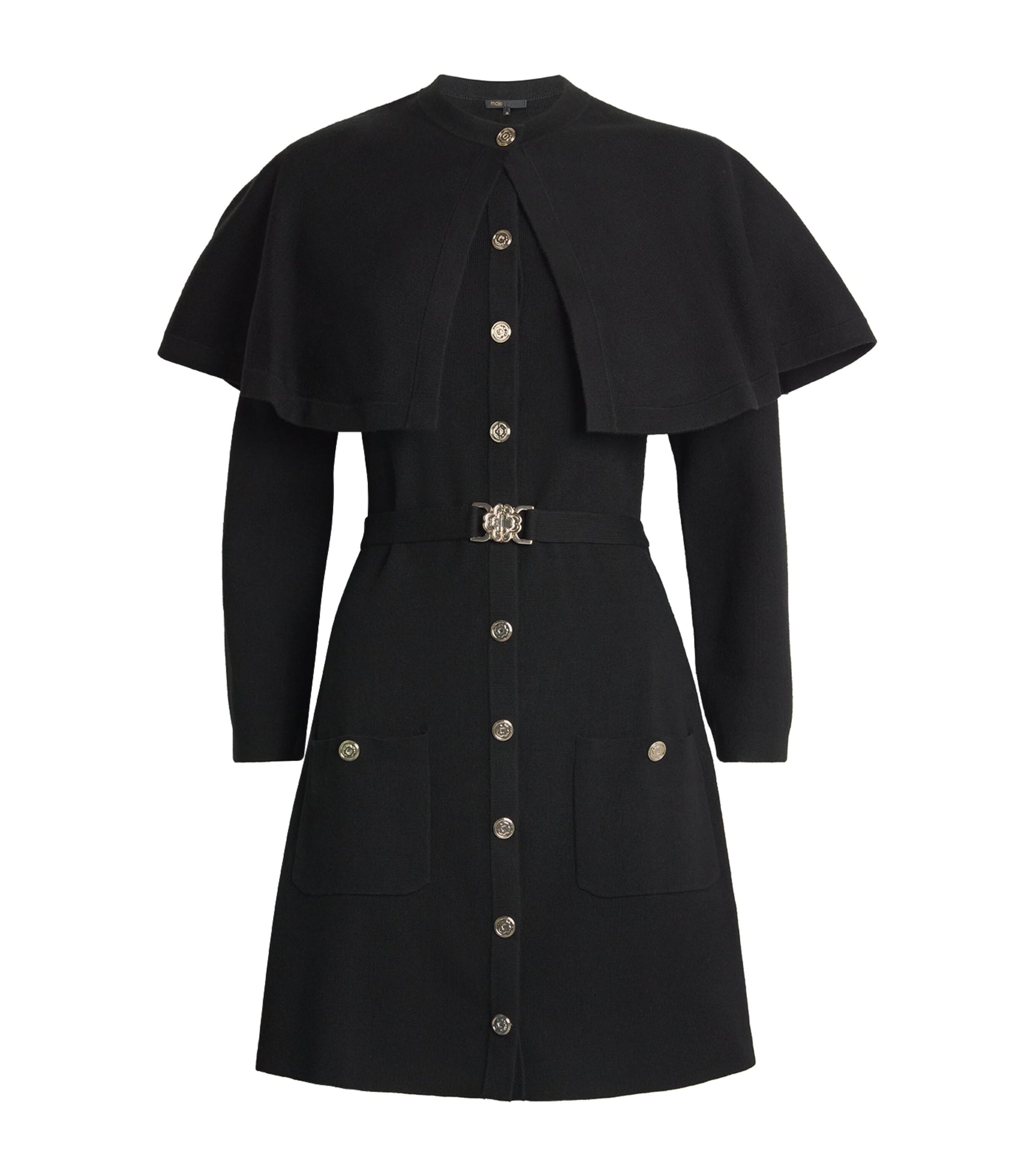 Black Knitted Cape Dress